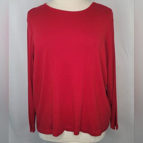 Croft & Barrow Red Long Sleeve Top - Picture 1 of 11